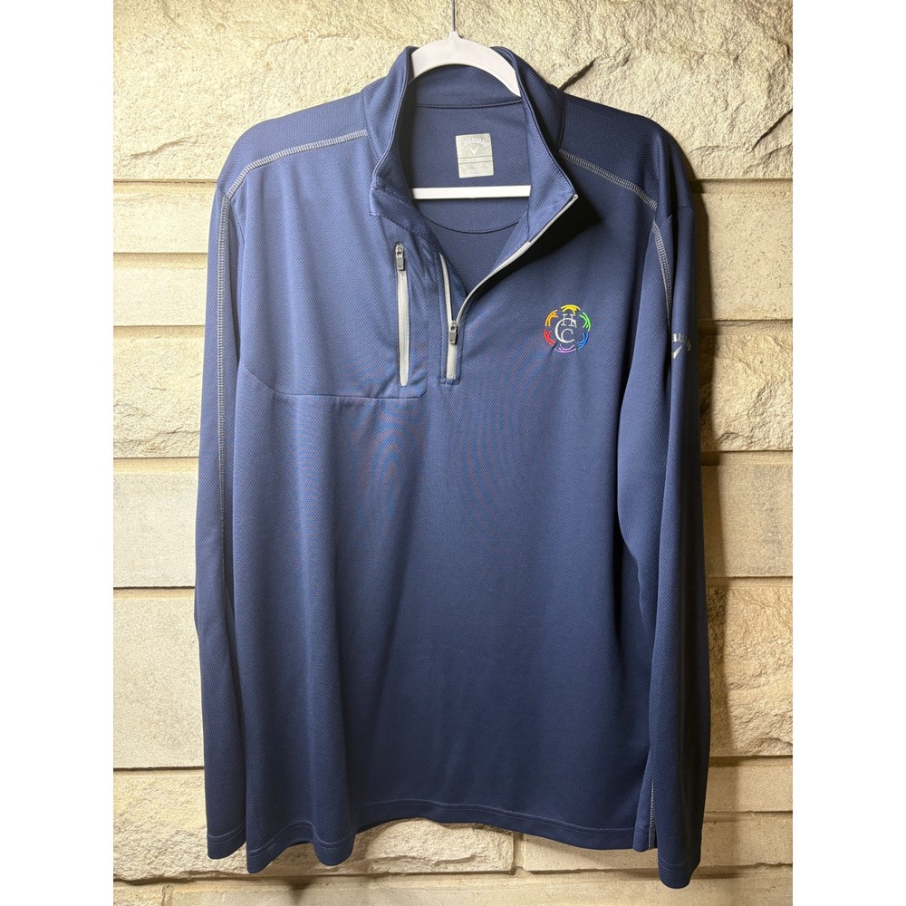 Callaway Mens‎ Opti-Dri Quarter Zip Pullover Navy Blue Golf Jacket XL SU38694
